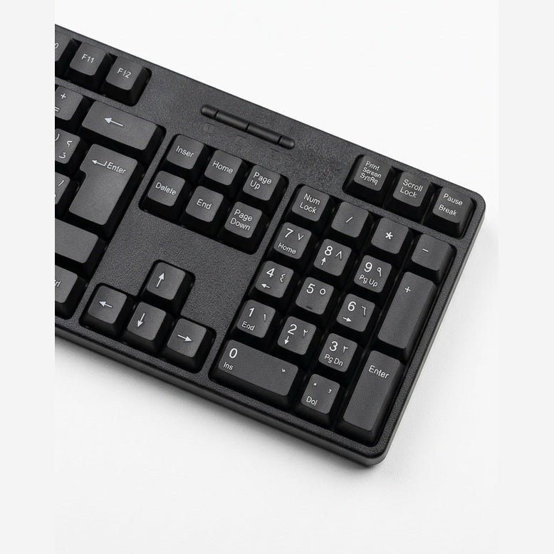 JEQANG JK-905 Wired Office Keyboard - Ergonomic Design, Splash-Proof, Quiet Keys, USB Plug & Play - Black