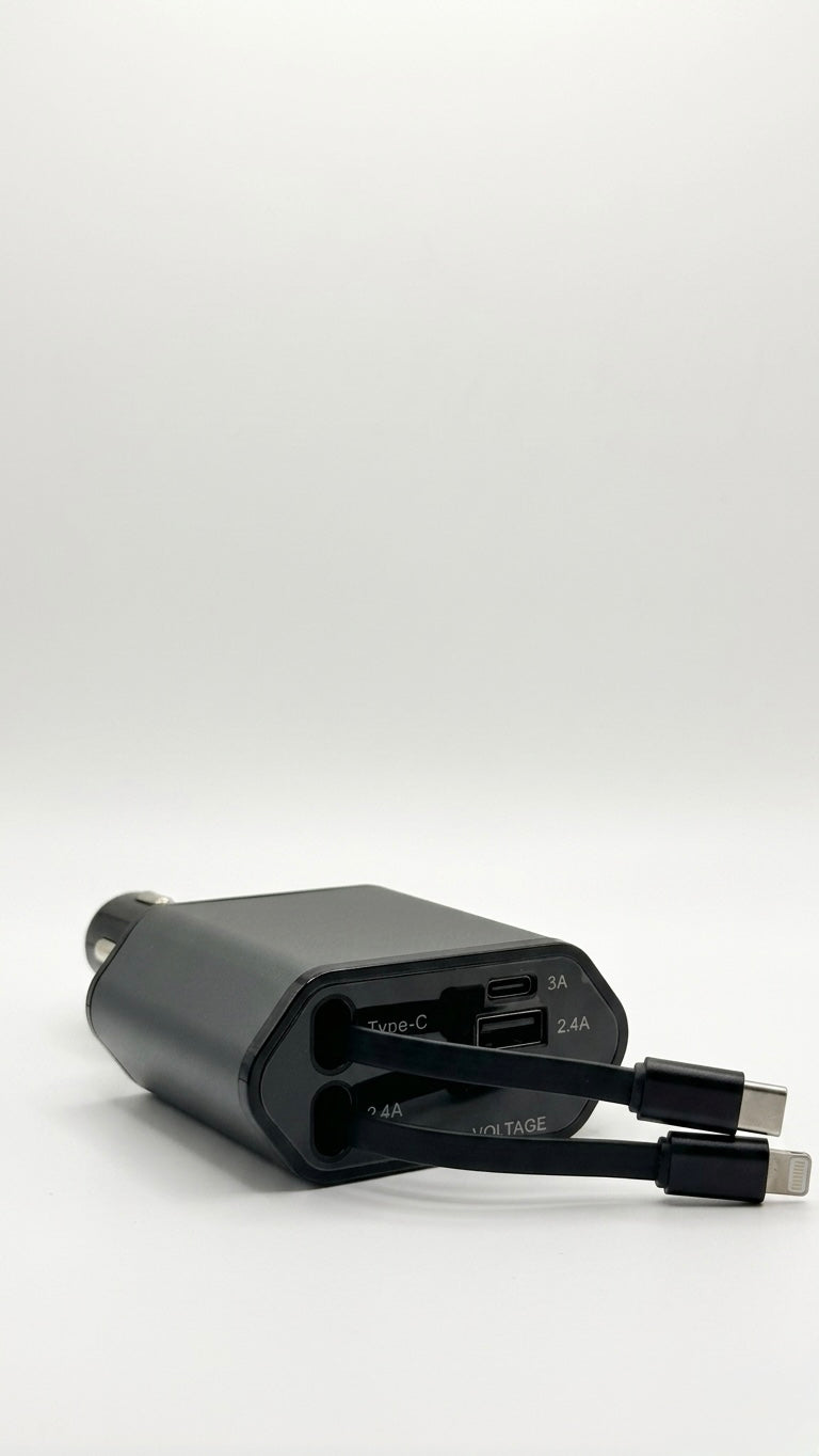 AirTAB 66W 4-in-1 Super Fast Car Charger Adapter - Model A1 (Retractable)