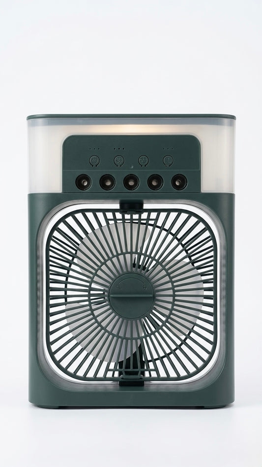 Portable USB Type-C Air Cooler Fan with Humidification & 7-Color LED Light