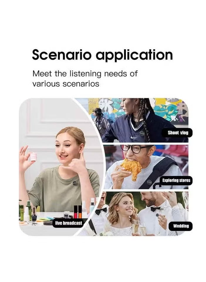 SX21 Magnetic Lavalier Wireless Microphone – Dual Mic System, 2.4GHz Wireless, Rechargeable Battery, Smart Noise Reduction, Omni-Directional Pickup for Video Recording, Live Streaming, and Vlogging