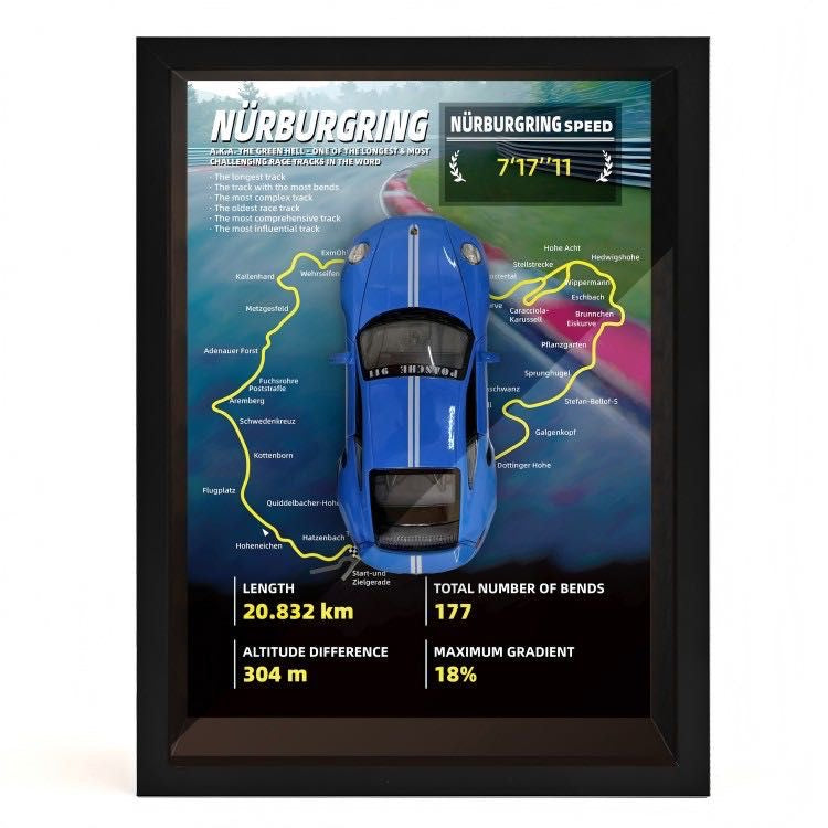 Mystery Automotive Framed Wall Art - Random Iconic Supercar Print - 1-Piece Gift Edition