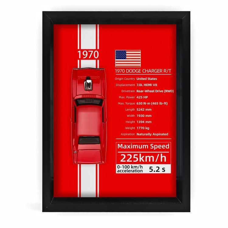 Mystery Automotive Framed Wall Art - Random Iconic Supercar Print - 1-Piece Gift Edition
