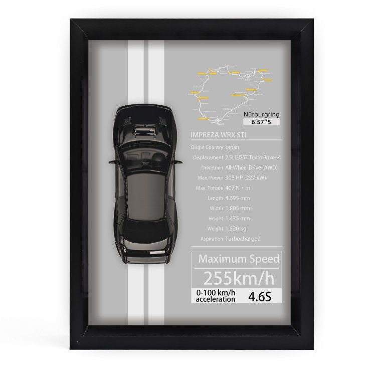 Mystery Automotive Framed Wall Art - Random Iconic Supercar Print - 1-Piece Gift Edition