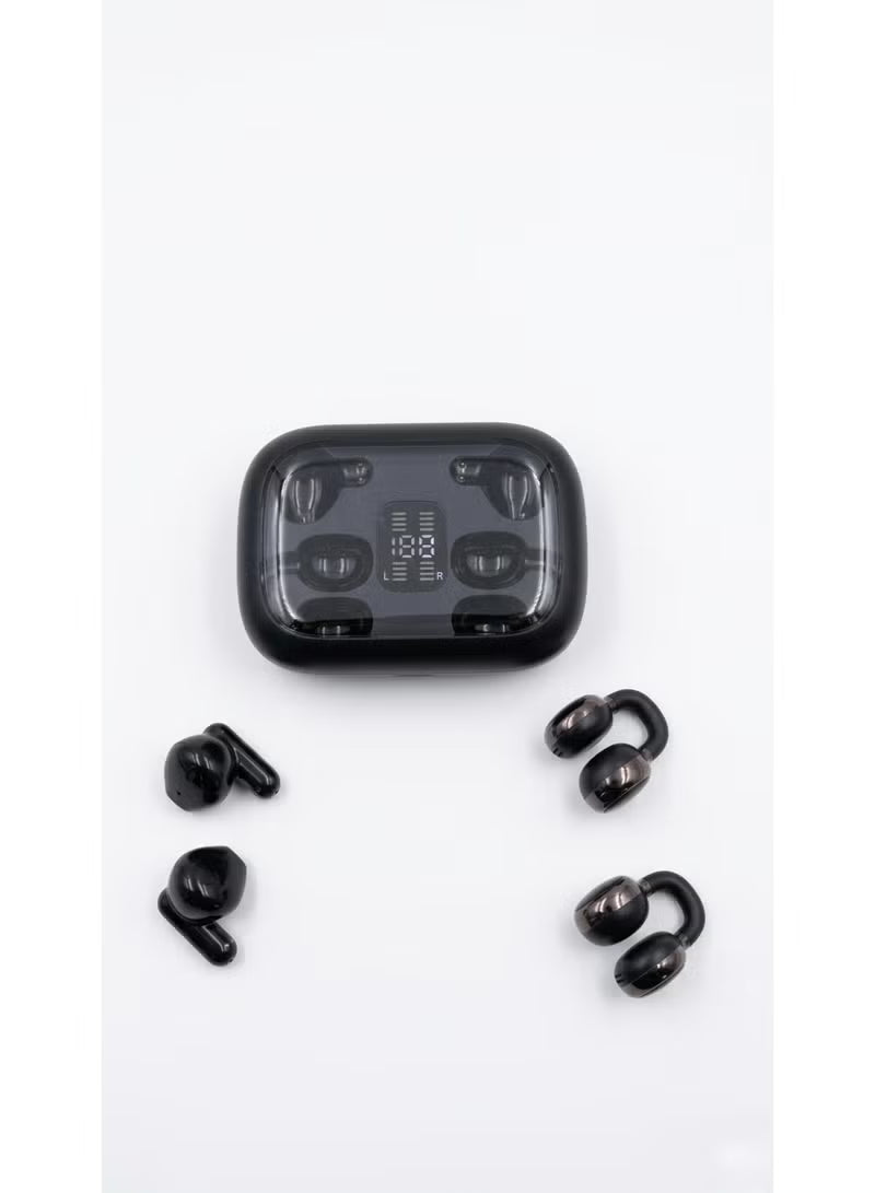 CYXG Q10 2-in-1 True Wireless Earbuds – Dual Style (In-Ear & Ear-Clip), Bluetooth 5.49, ENC Noise Cancelling, LED Digital Display, & Remote Camera Capture