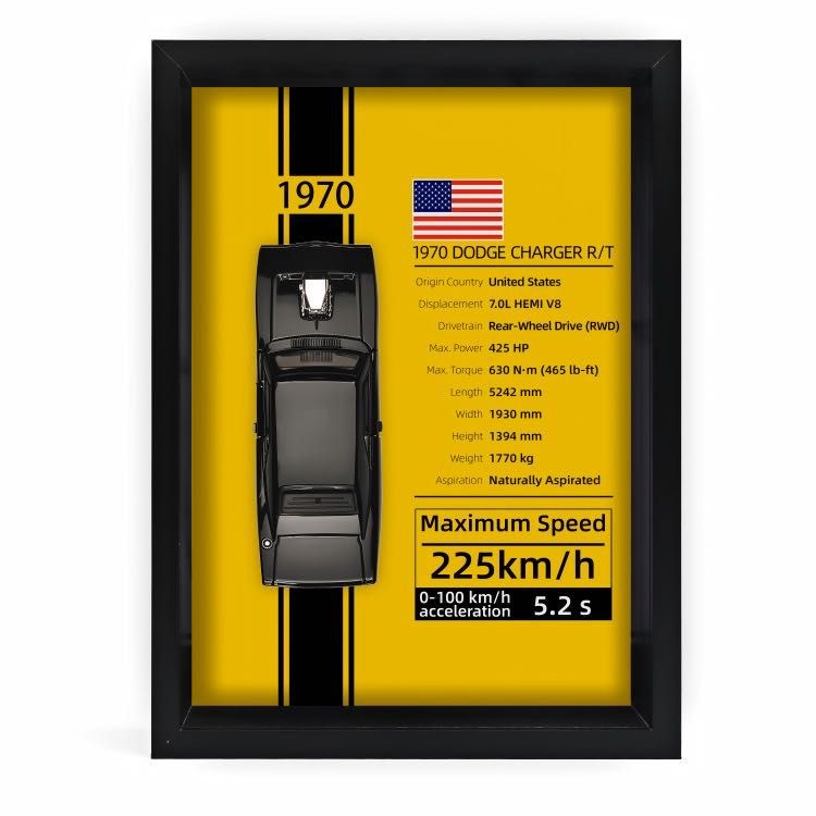 Mystery Automotive Framed Wall Art - Random Iconic Supercar Print - 1-Piece Gift Edition