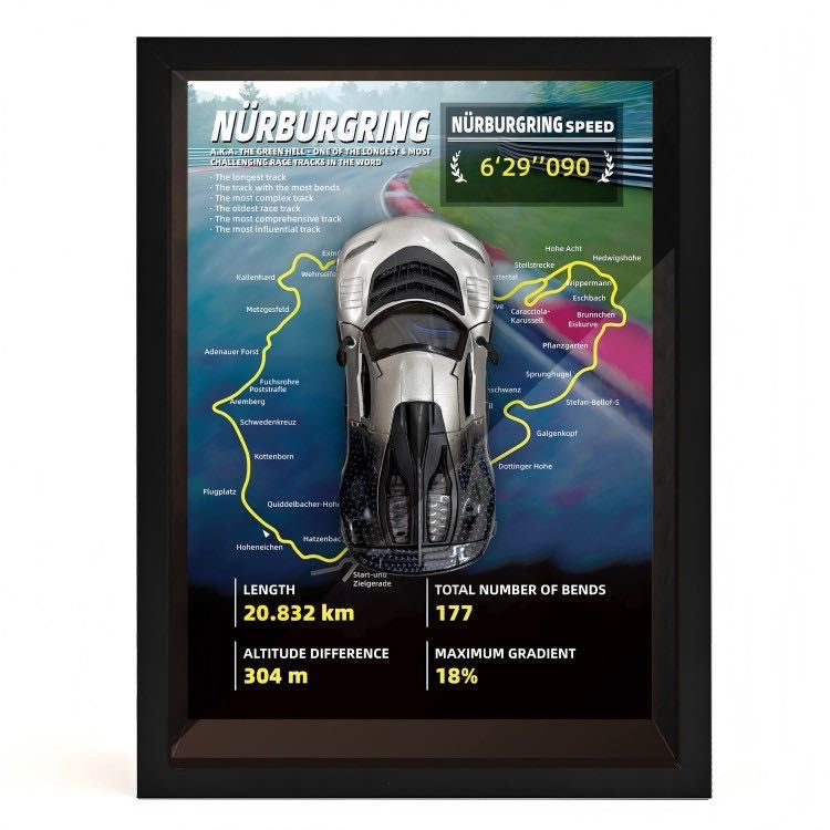 Mystery Automotive Framed Wall Art - Random Iconic Supercar Print - 1-Piece Gift Edition