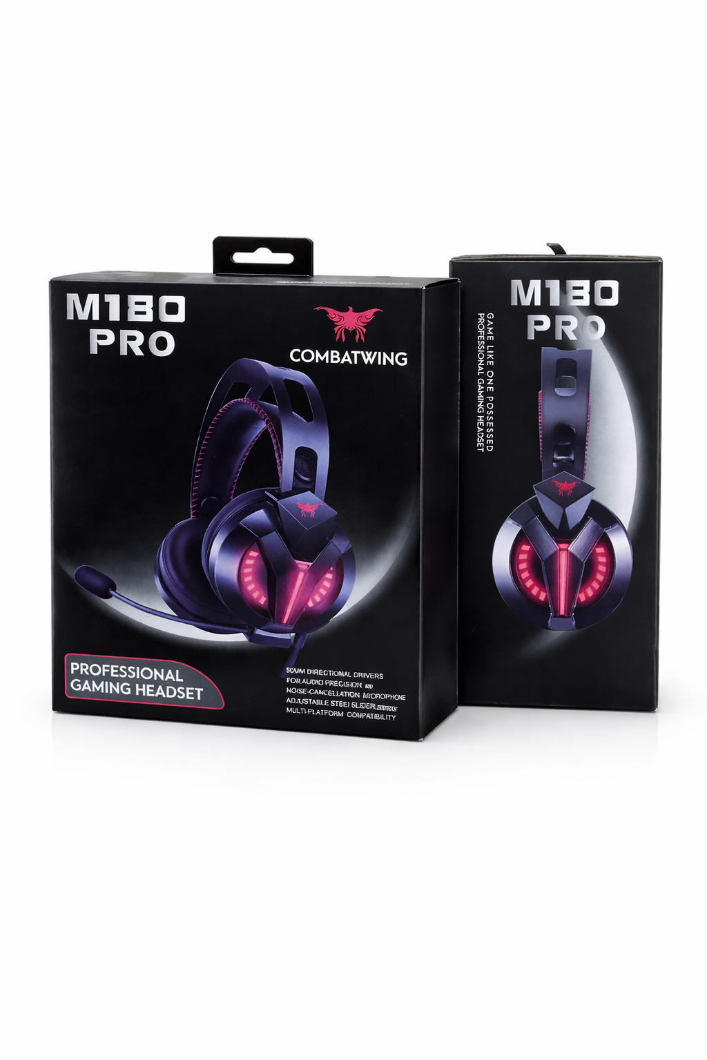 COMBATWING M180 PRO Professional Gaming Headset - 50mm Directional Drivers, Noise-Cancelling Mic, LED RGB Light, 3.5mm Audio + USB - Multi-Platform Compatibility