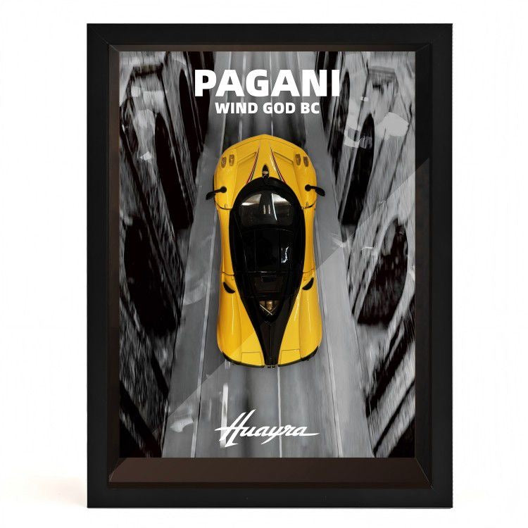 Mystery Automotive Framed Wall Art - Random Iconic Supercar Print - 1-Piece Gift Edition