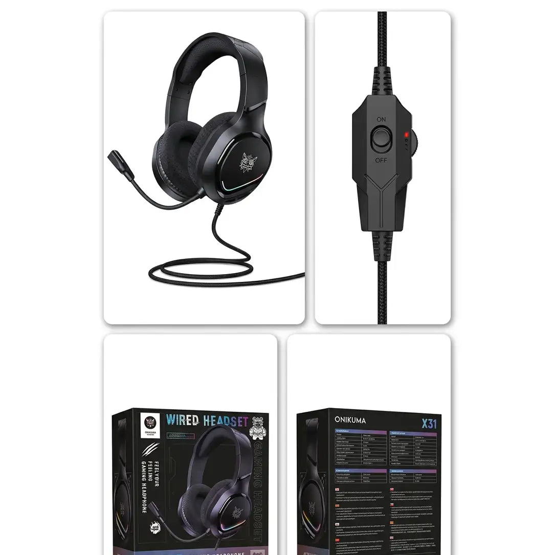 Onikuma X31 RGB USB+3.5mm Headphone Black