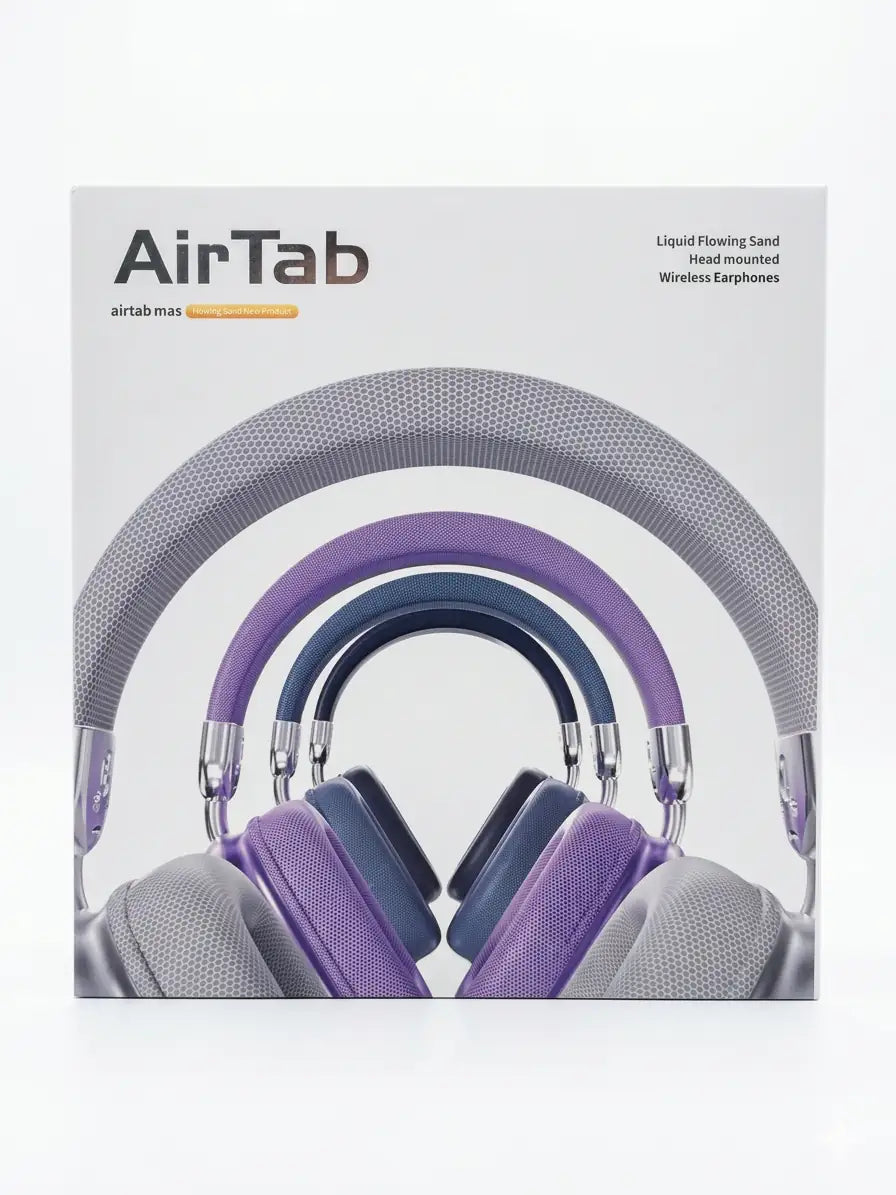 AirTab M8 Liquid Flowing Sand Wireless Headphones – Bluetooth 5.3 Over-Ear Headset with RGB Glitter Effect