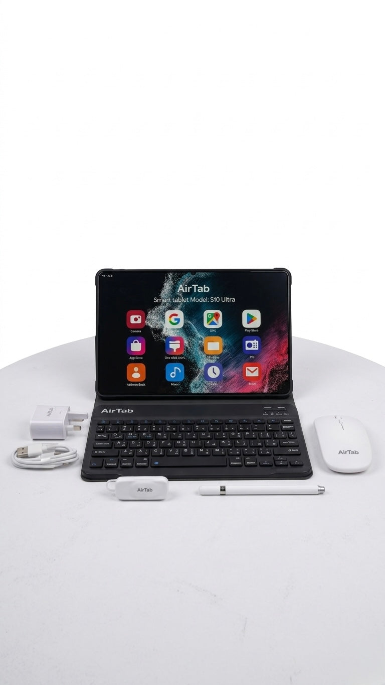 S10 Ultra 5G Wi-Fi Android 15 OS Tablet 10.1 Inch Display, 16GB RAM, 1TB ROM, 10000mAh Battery, Dual SIM, Wireless Arabic Keyboard, Fast Charging, High-Performance