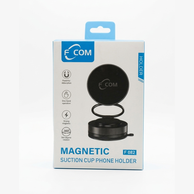 F-COM Magnetic & Vacuum Suction Phone Mount – 360° Rotation Desktop & Car Dashboard Stand – Model F 082