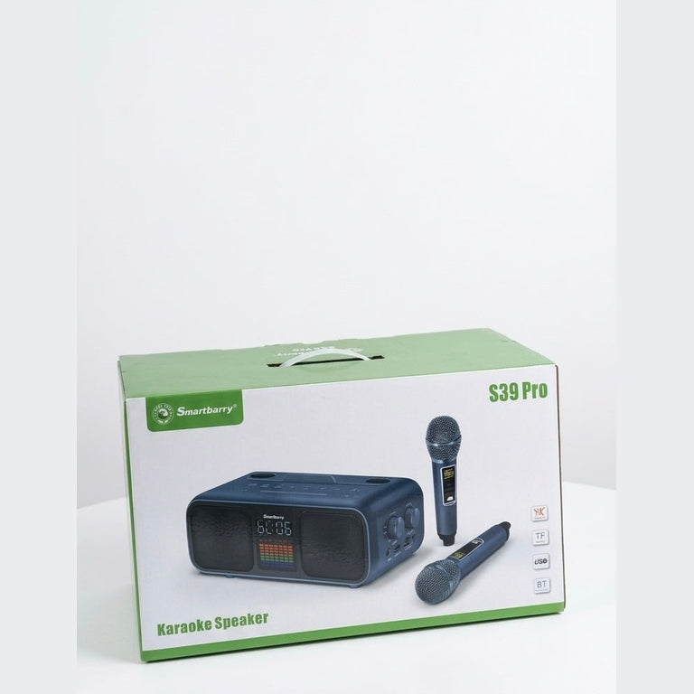 Smartbarry S39 Pro Portable Karaoke Speaker with Dual Wireless Microphones - 30W Output, Bluetooth 5.0, 4000mAh Battery
