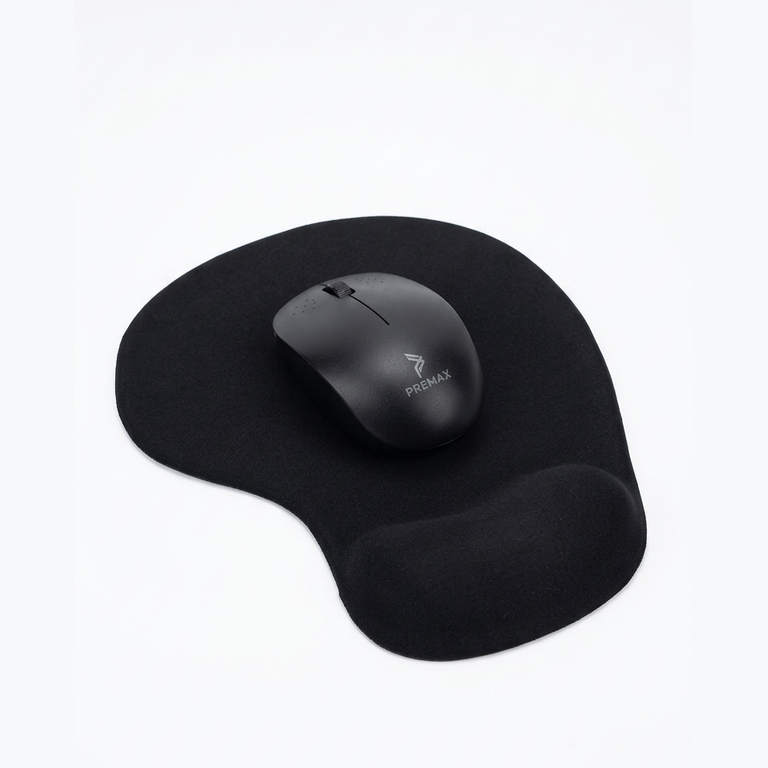 Ergonomic Mouse Pad with Gel Wrist Support, Non-Slip Base, Black - H-02