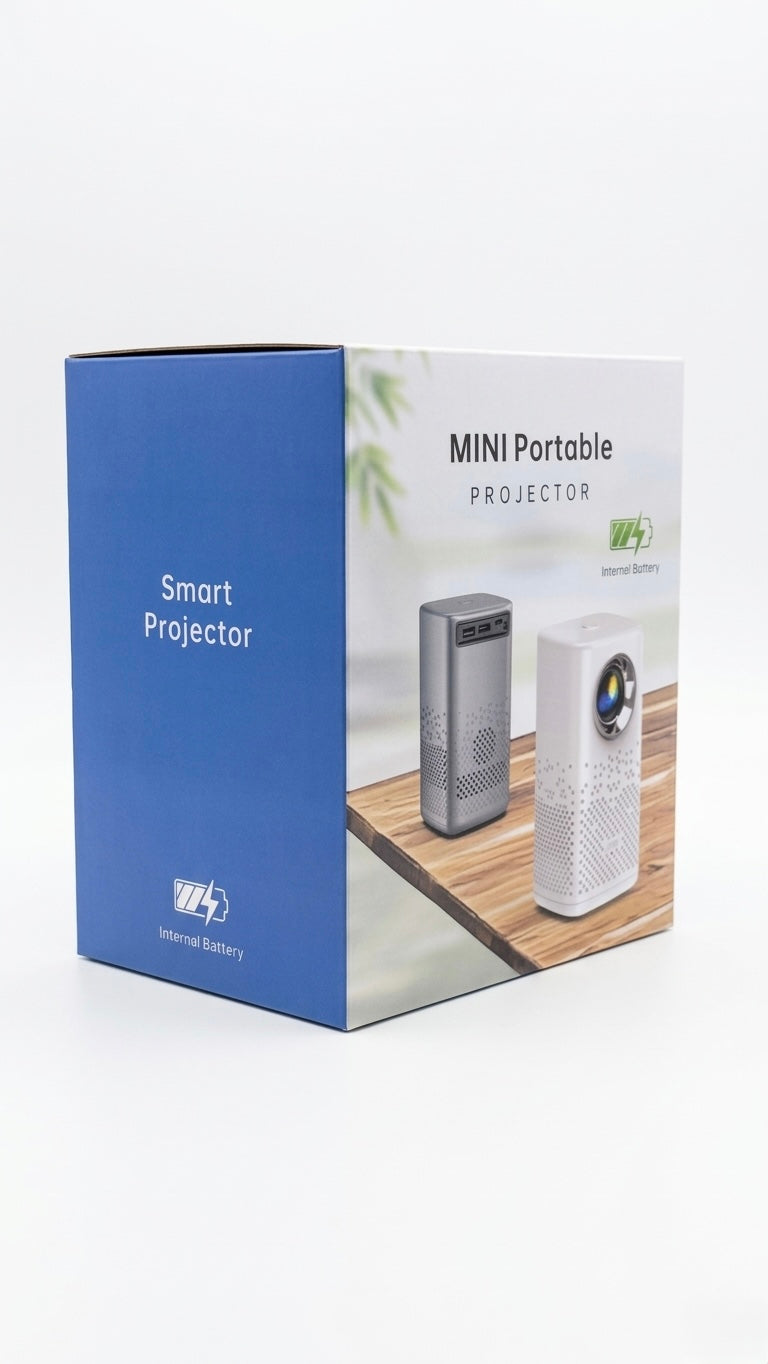 Mini Portable Smart Projector with Built-in Internal Battery, Android OS, WiFi & Bluetooth Support