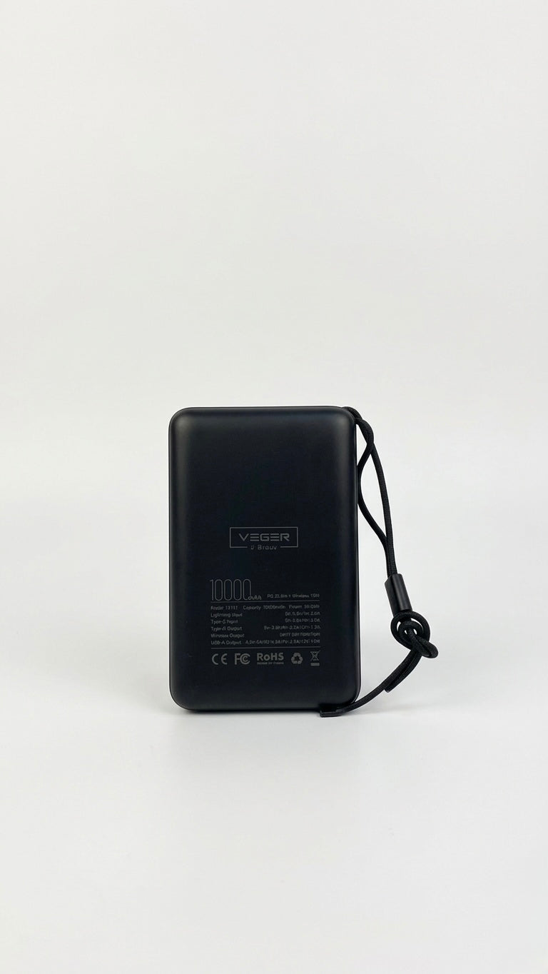 VEGER MagOn 10000mAh Magnetic Wireless Power Bank, PD 20W Fast Charging, 15W MagSafe Compatible
