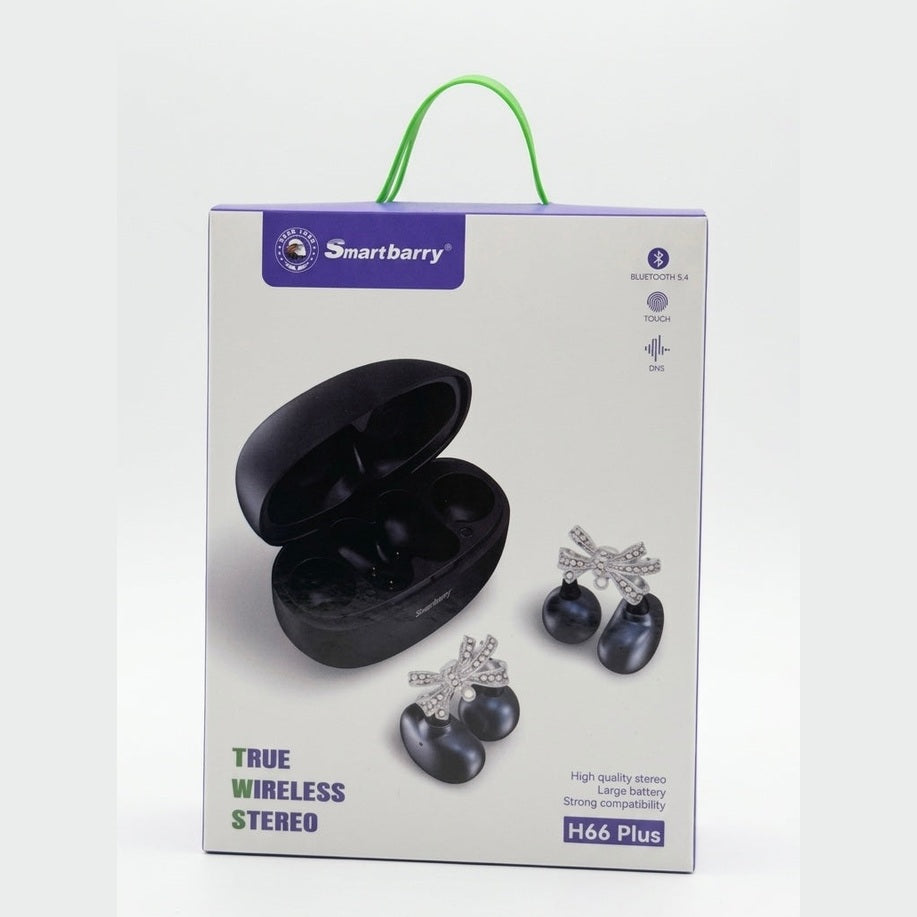 Smartbarry H66 Plus True Wireless Stereo Earbuds with Decorative Bow Design, Bluetooth 5.4, 30-Day Standby