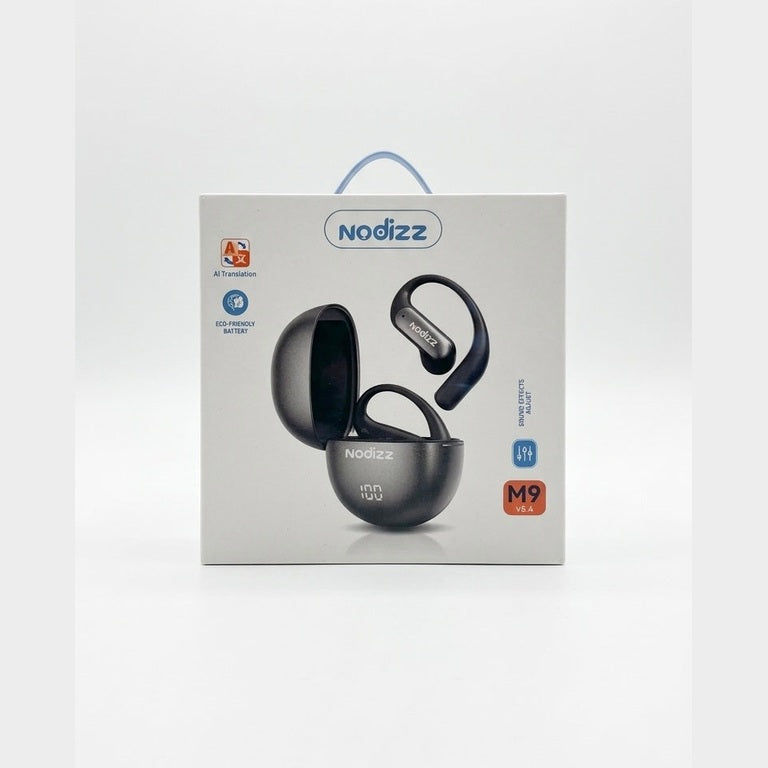 Nodizz M9 OWS Wireless Earbuds, Open-Ear Bluetooth 5.4 Headphones with AI Translation, Digital Battery Display & Deep Bass