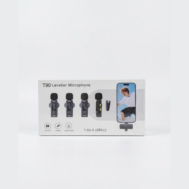 T90 4-in-1 Wireless Lavalier Microphone System with Noise Cancellation
