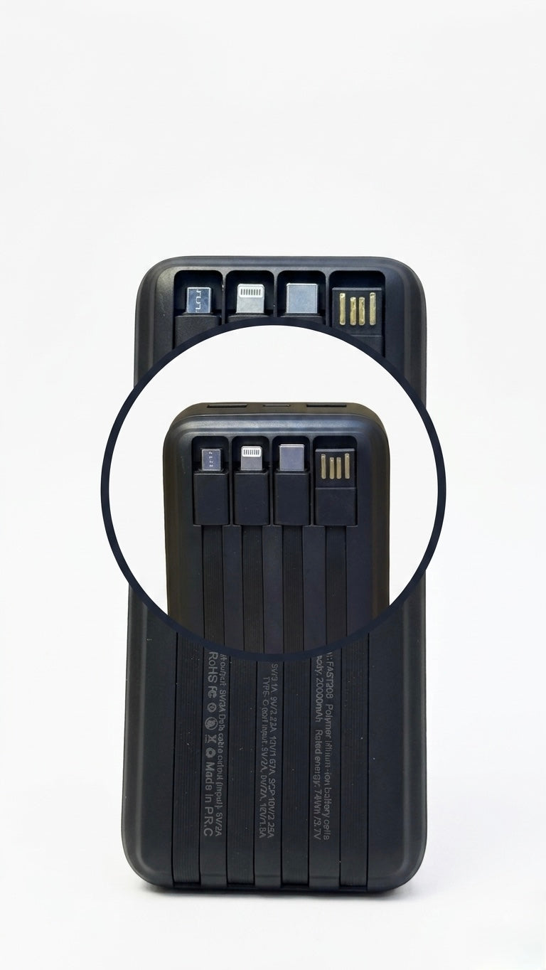 CALUS FAST208pro 20000mAh Power Bank with 22.5W PD Super Fast Charging & 4 Built-in Cables