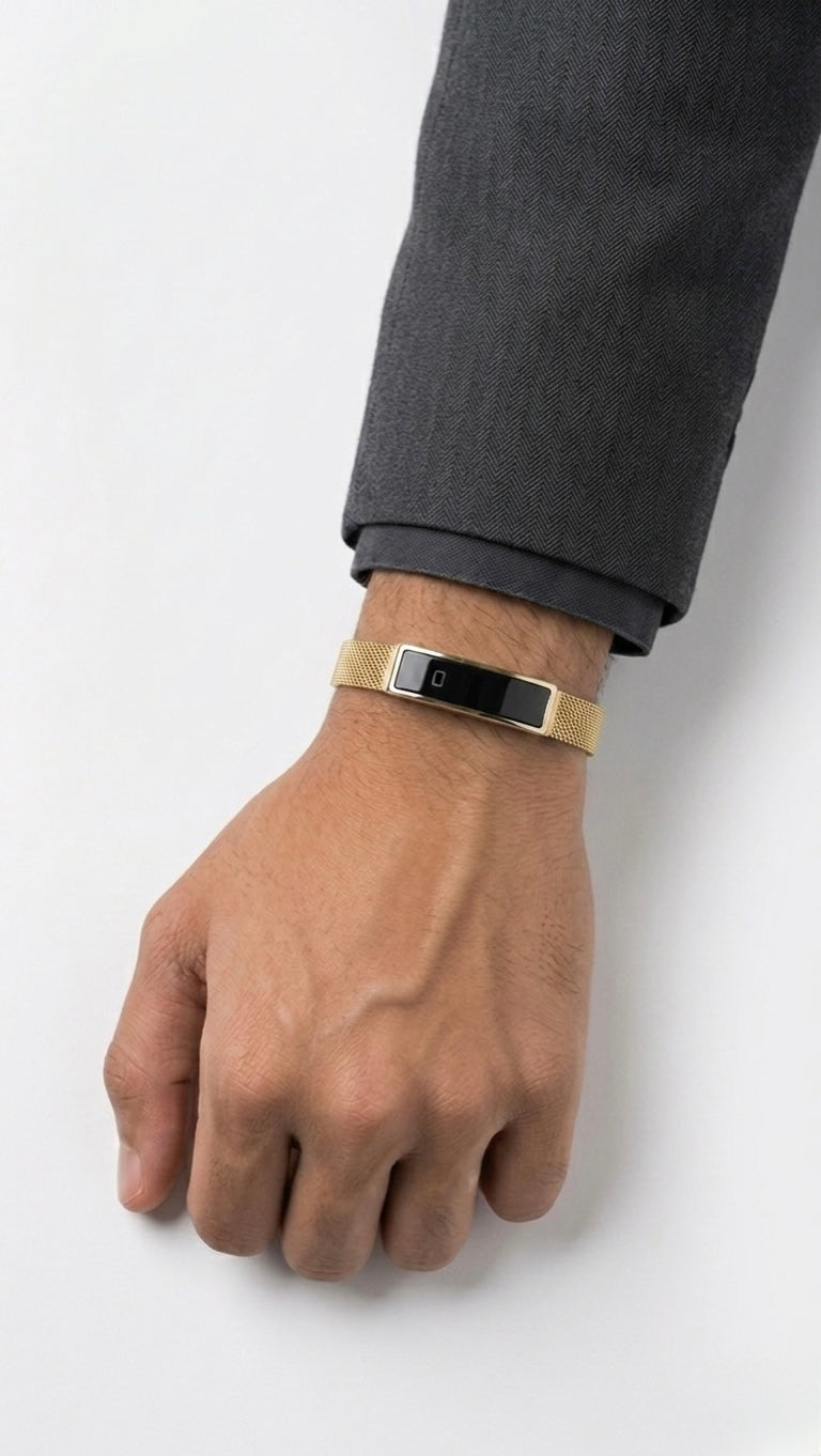 Smart Bracelet Fitness Tracker with Heart Rate & Blood Pressure Monitor - Black AND Gold