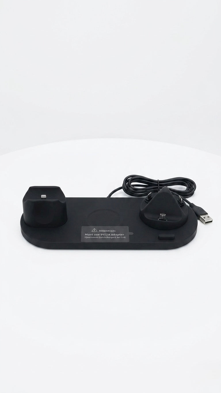 6-in-1 Wireless Charging Station Dock for iPhone, Apple Watch, AirPods & Android - Universal Fast Charging Stand (Black)