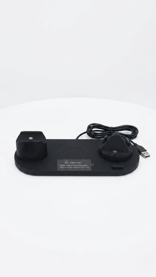 6-in-1 Wireless Charging Station Dock for iPhone, Apple Watch, AirPods & Android - Universal Fast Charging Stand (Black)