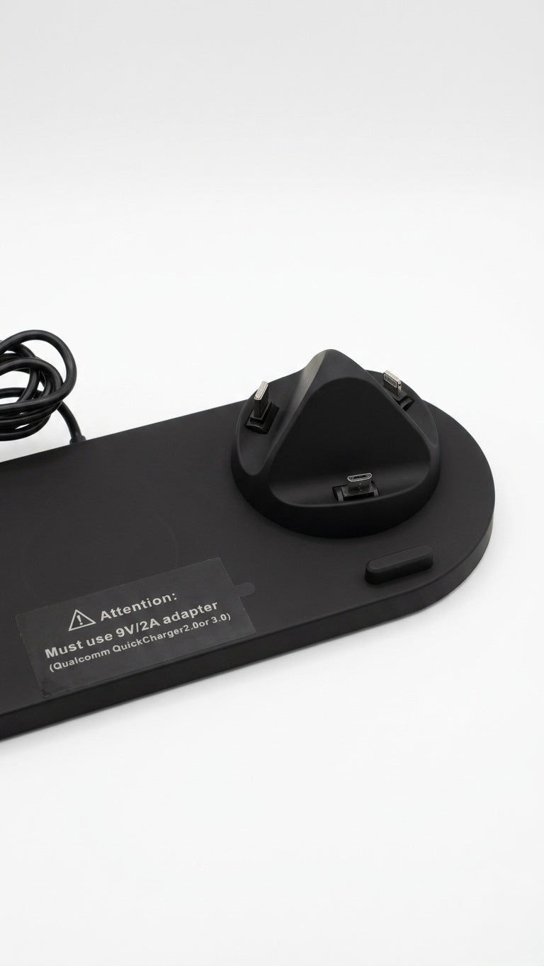 6-in-1 Wireless Charging Station Dock for iPhone, Apple Watch, AirPods & Android - Universal Fast Charging Stand (Black)