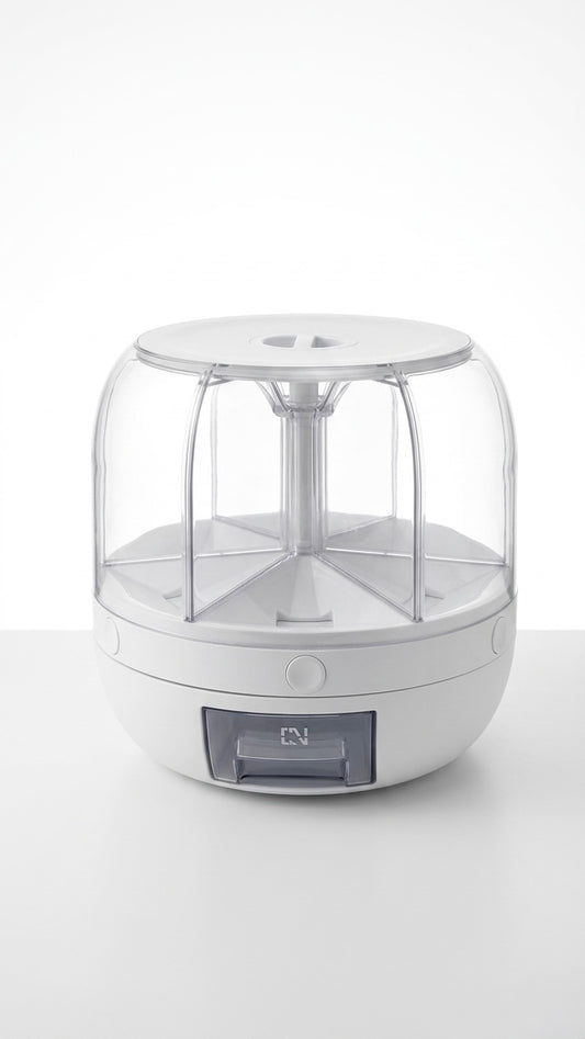 Food Grain Storage Container Large Capacity 6-Grid Rice Dispenser, Rotatable Sealed Grain Food Storage Box Rice Bucket Dry Food Fruit Box Kitchen Storage Bucket for Home Kitchen