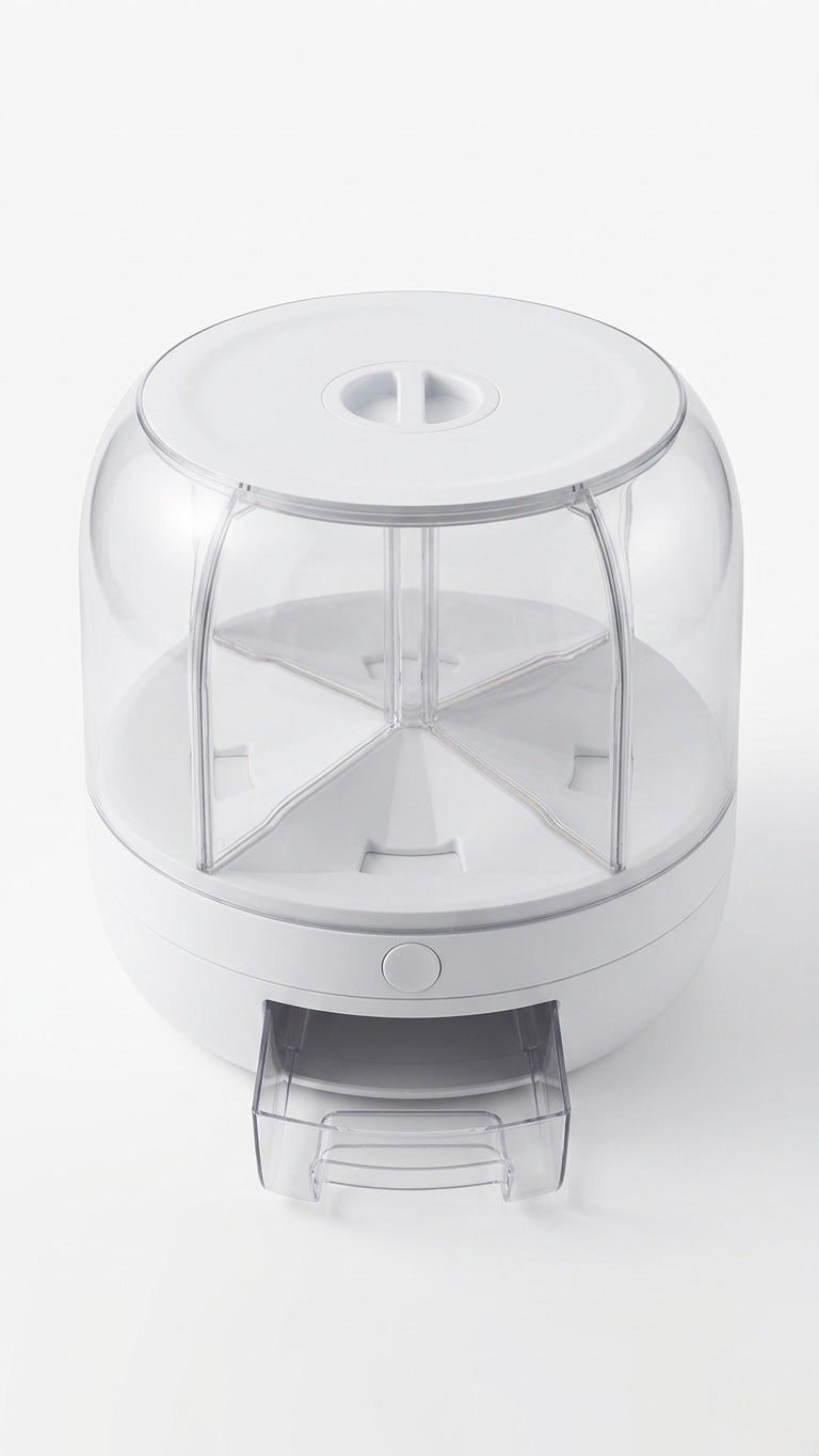Food Grain Storage Container Large Capacity 6-Grid Rice Dispenser, Rotatable Sealed Grain Food Storage Box Rice Bucket Dry Food Fruit Box Kitchen Storage Bucket for Home Kitchen