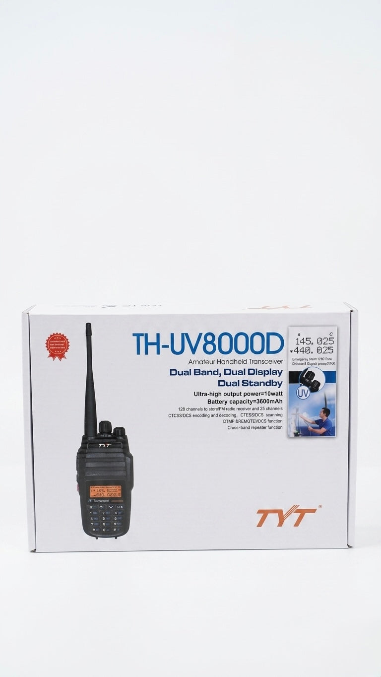 TYT TH-UV8000D Dual-Band High-Power Handheld Amateur Transceiver (10W, 3600mAh)