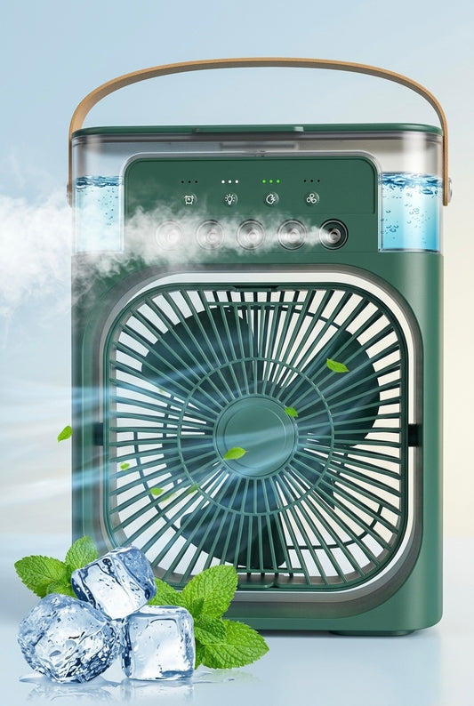 Portable USB Type-C Air Cooler Fan with Humidification & 7-Color LED Light