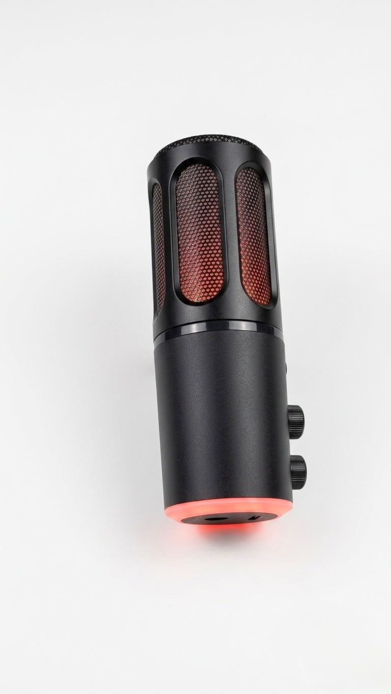 USB Desktop Microphone with RGB Breathing Lights – Plug & Play Condenser Mic for Gaming, Streaming, and Podcasting with Real-Time Monitoring and Volume Control