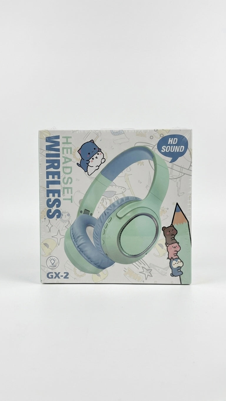 GX-2 Cute Cartoon Wireless Over-Ear Bluetooth Headphones with HD Pure Bass Sound & Built-In Mic
