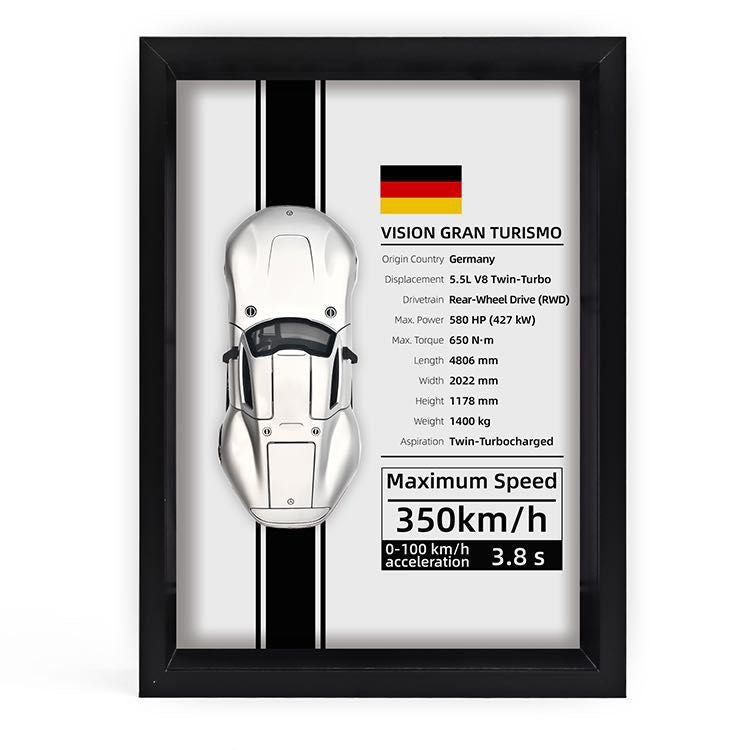 Mystery Automotive Framed Wall Art - Random Iconic Supercar Print - 1-Piece Gift Edition