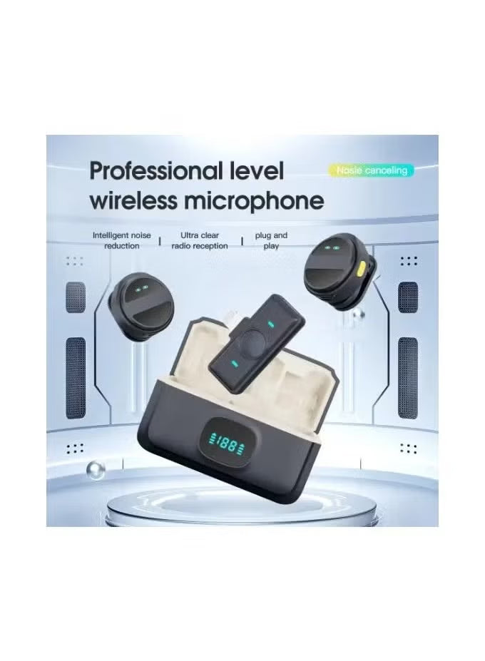 SX21 Magnetic Lavalier Wireless Microphone – Dual Mic System, 2.4GHz Wireless, Rechargeable Battery, Smart Noise Reduction, Omni-Directional Pickup for Video Recording, Live Streaming, and Vlogging
