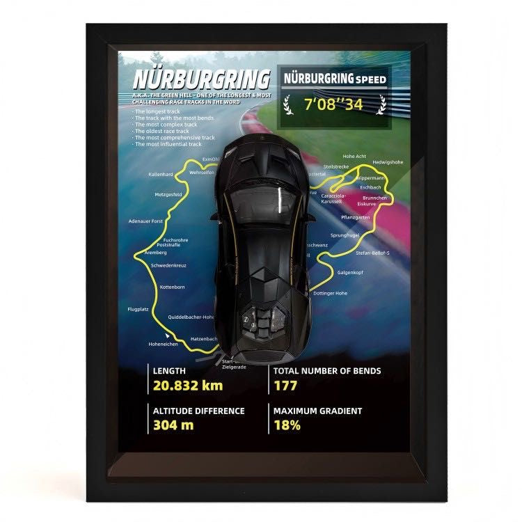 Mystery Automotive Framed Wall Art - Random Iconic Supercar Print - 1-Piece Gift Edition