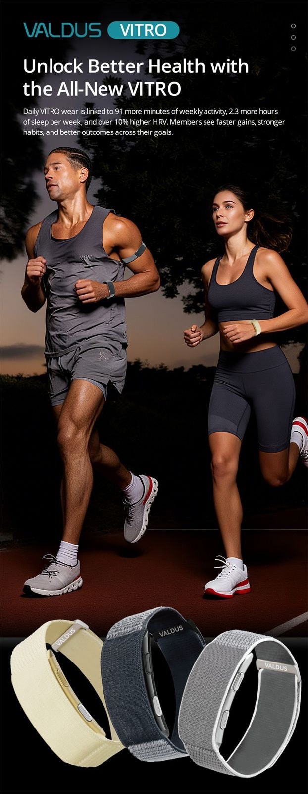 VALDUS VITRO Screenless Smart Band | ECG, Blood Pressure, SpO2 & Body Temperature Health Tracker | 20-30 Days Battery | Compatible with iOS & Android
